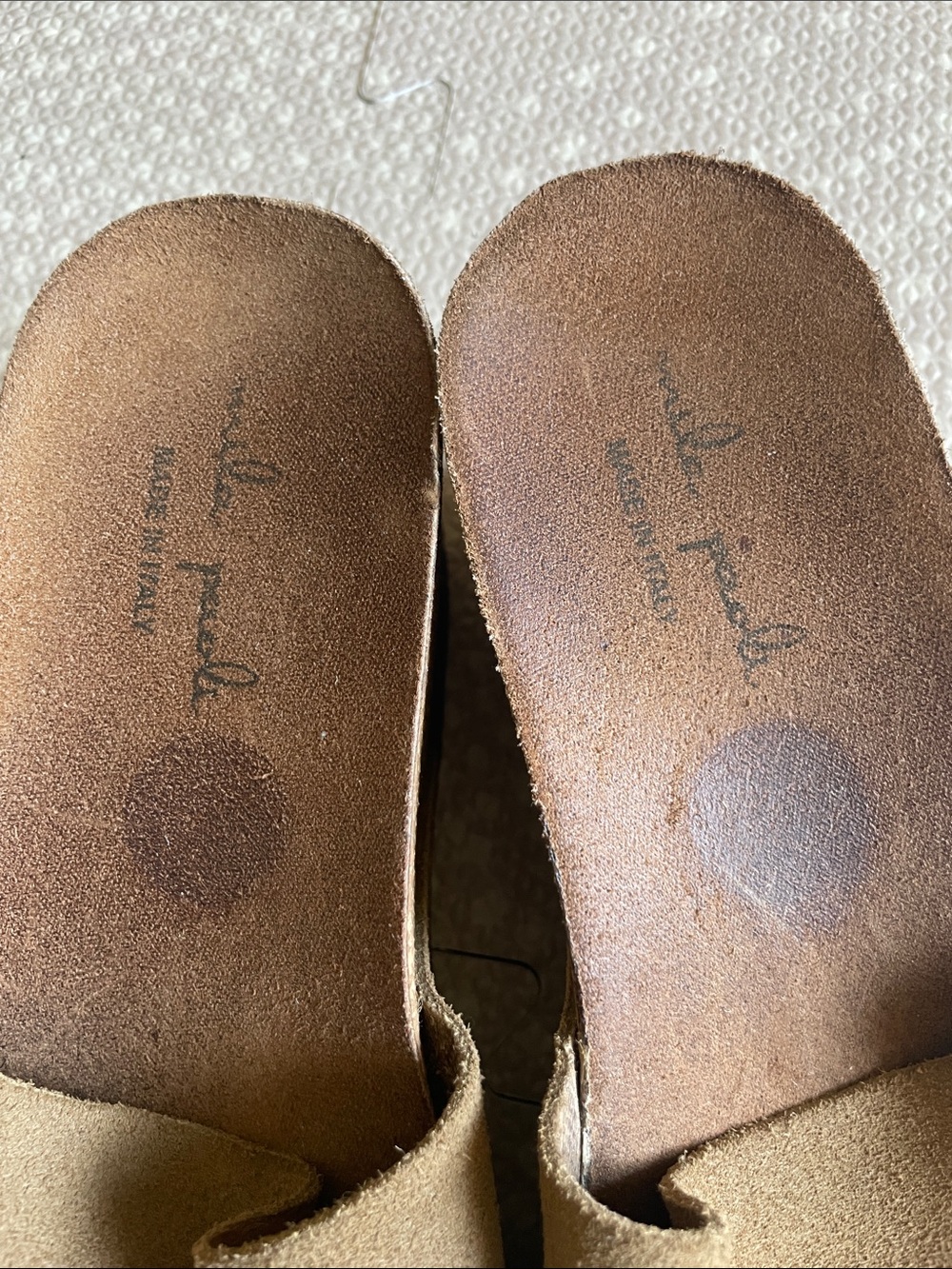 Mila Paoli Italian Suede Slide Wedge Sandals in Taupe - Picture 4 of 10